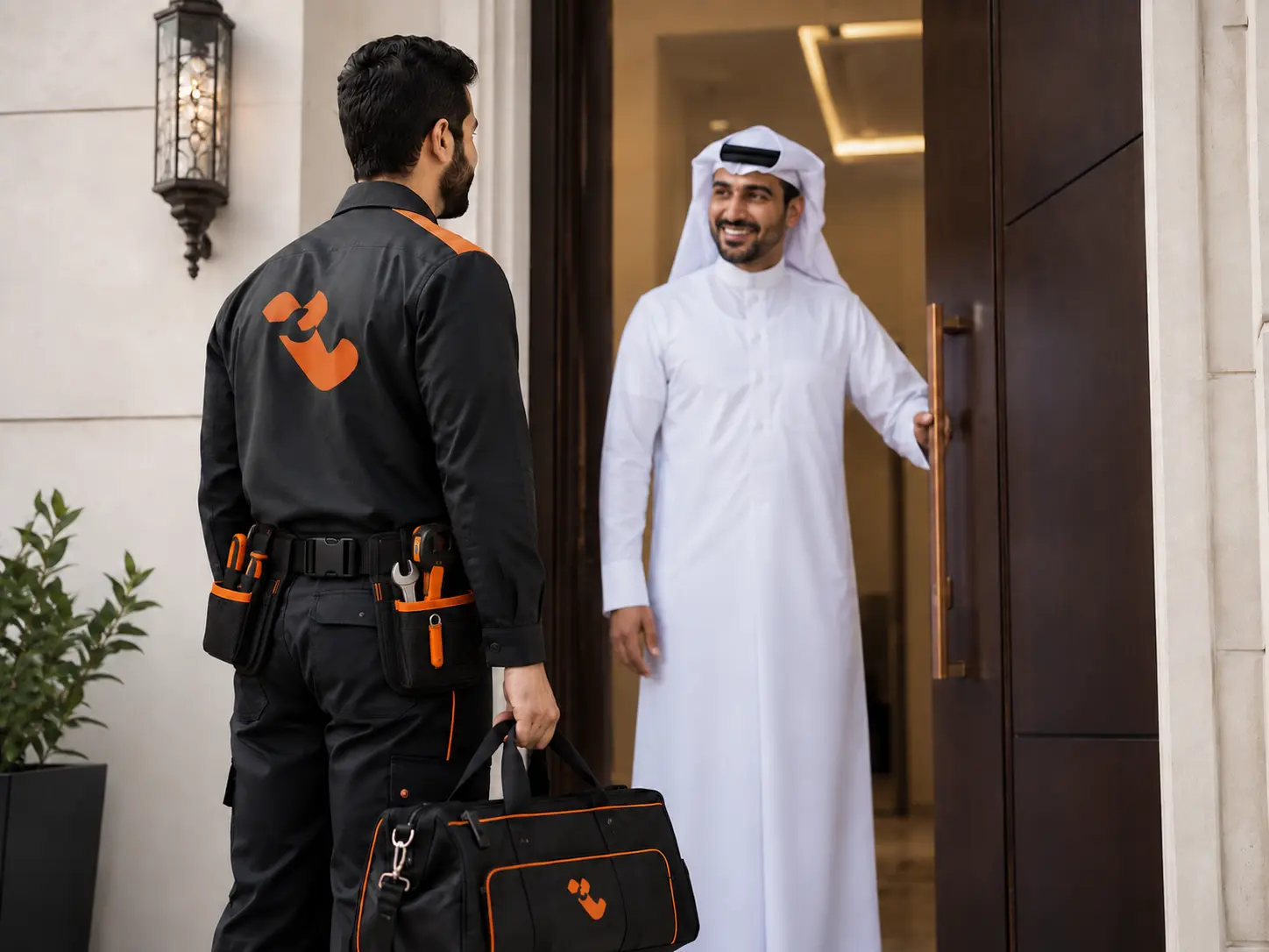 Tartheeb professional staff arriving at a customer location